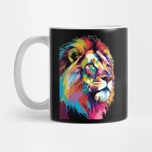 Colorful Lion Head Design Pop Art Style Mug